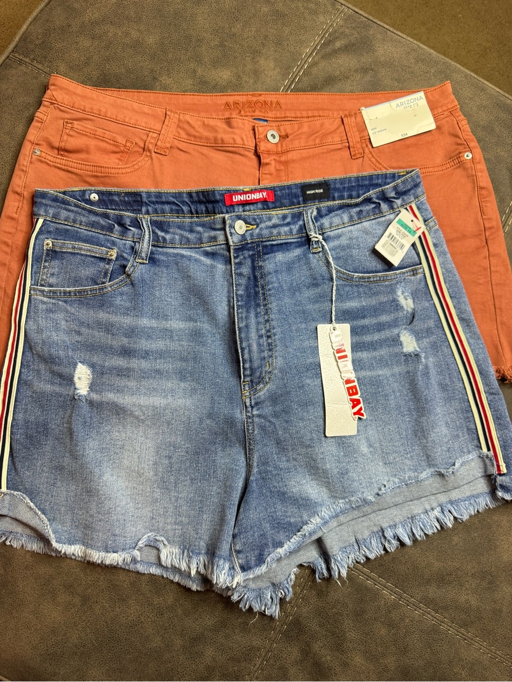 UNIONBAY Blue Denim Shorts with Multi-Stripe Side Trim